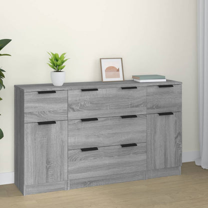 vidaXL Lot de 3 meubles bas Gris Sonoma Aggloméré