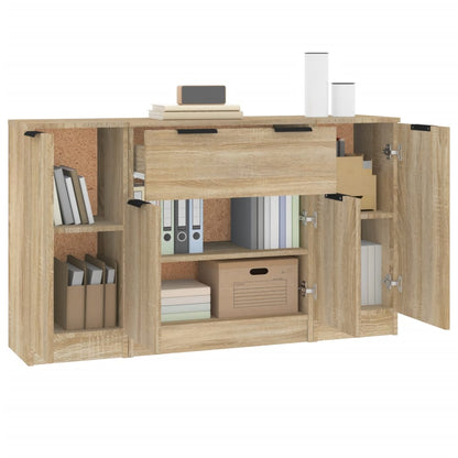 vidaXL Sideboards 3 Stk. Sonoma-Eiche Holzwerkstoff