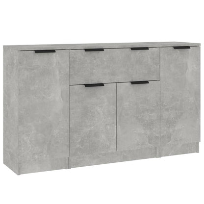 vidaXL Commodes 3 pcs Gris béton Bois d'ingénierie