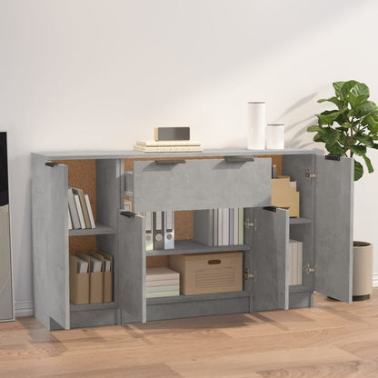 vidaXL Commodes 3 pcs Gris béton Bois d'ingénierie