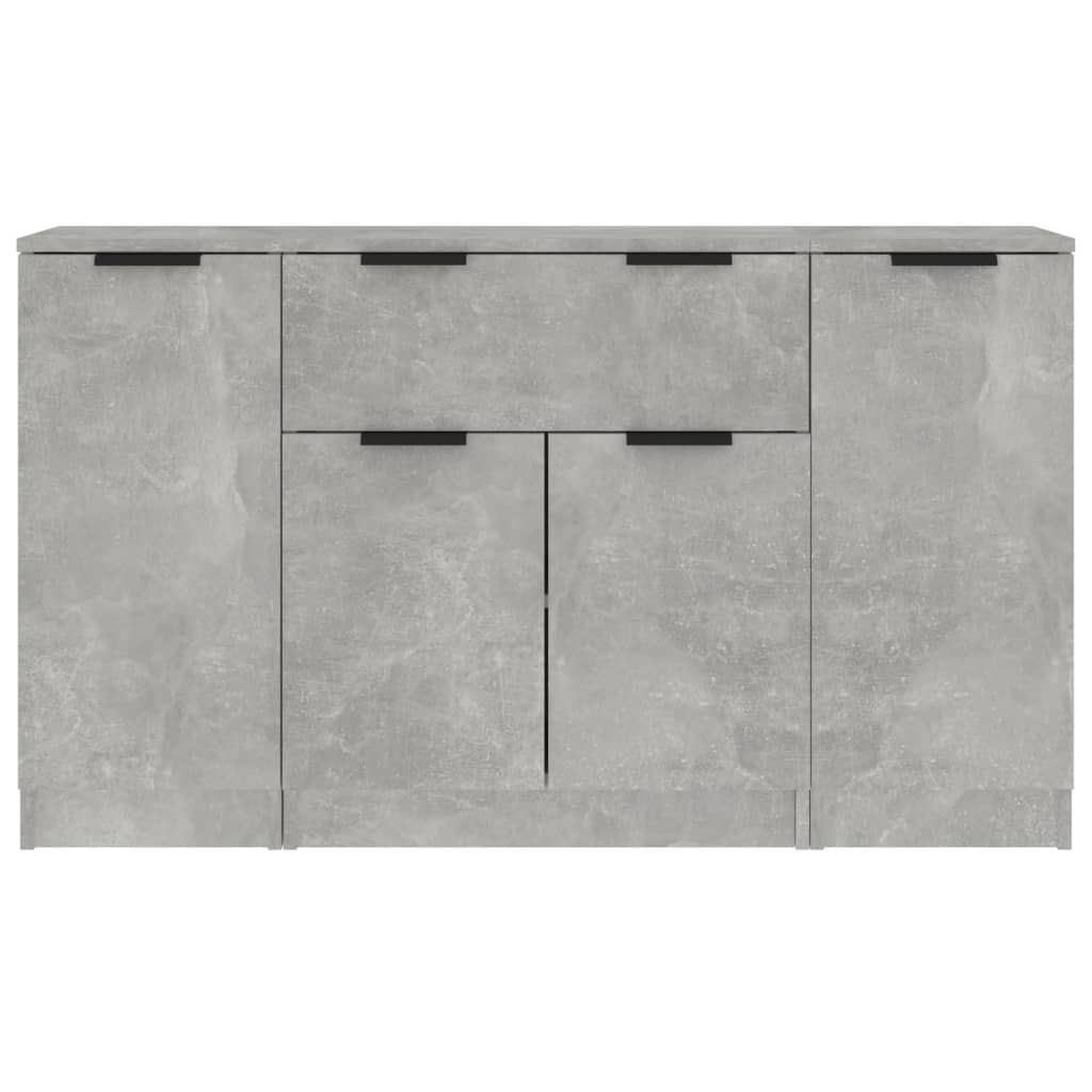 vidaXL Commodes 3 pcs Gris béton Bois d'ingénierie