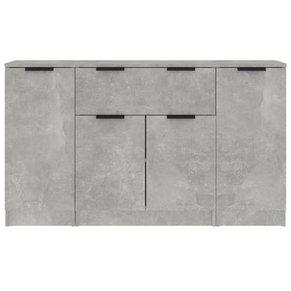 vidaXL Commodes 3 pcs Gris béton Bois d'ingénierie