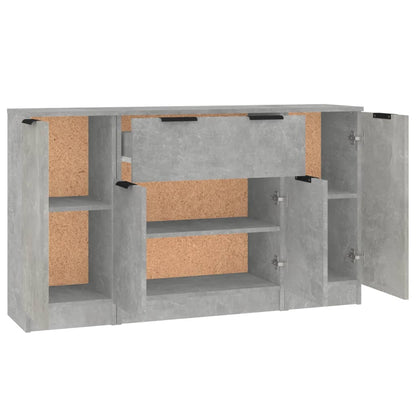 vidaXL Commodes 3 pcs Gris béton Bois d'ingénierie