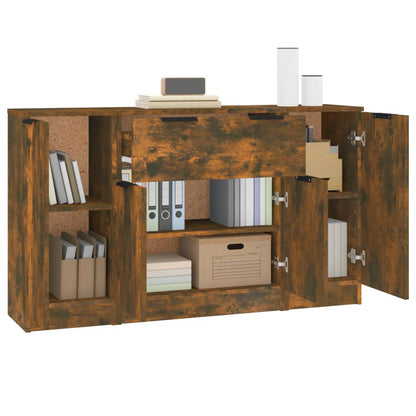 vidaXL Bahuts 3 pcs Chêne fumé en bois d'ingénierie