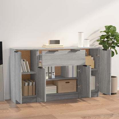 vidaXL Sideboards 3 Stk. Grau Sonoma Holzwerkstoff