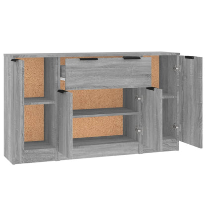 vidaXL Sideboards 3 Stk. Grau Sonoma Holzwerkstoff