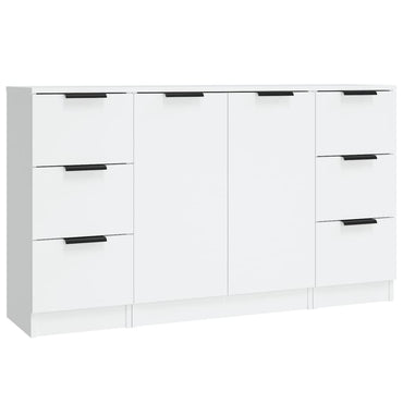 vidaXL Enfilades 3 pcs Blanc Bois d'ingénierie