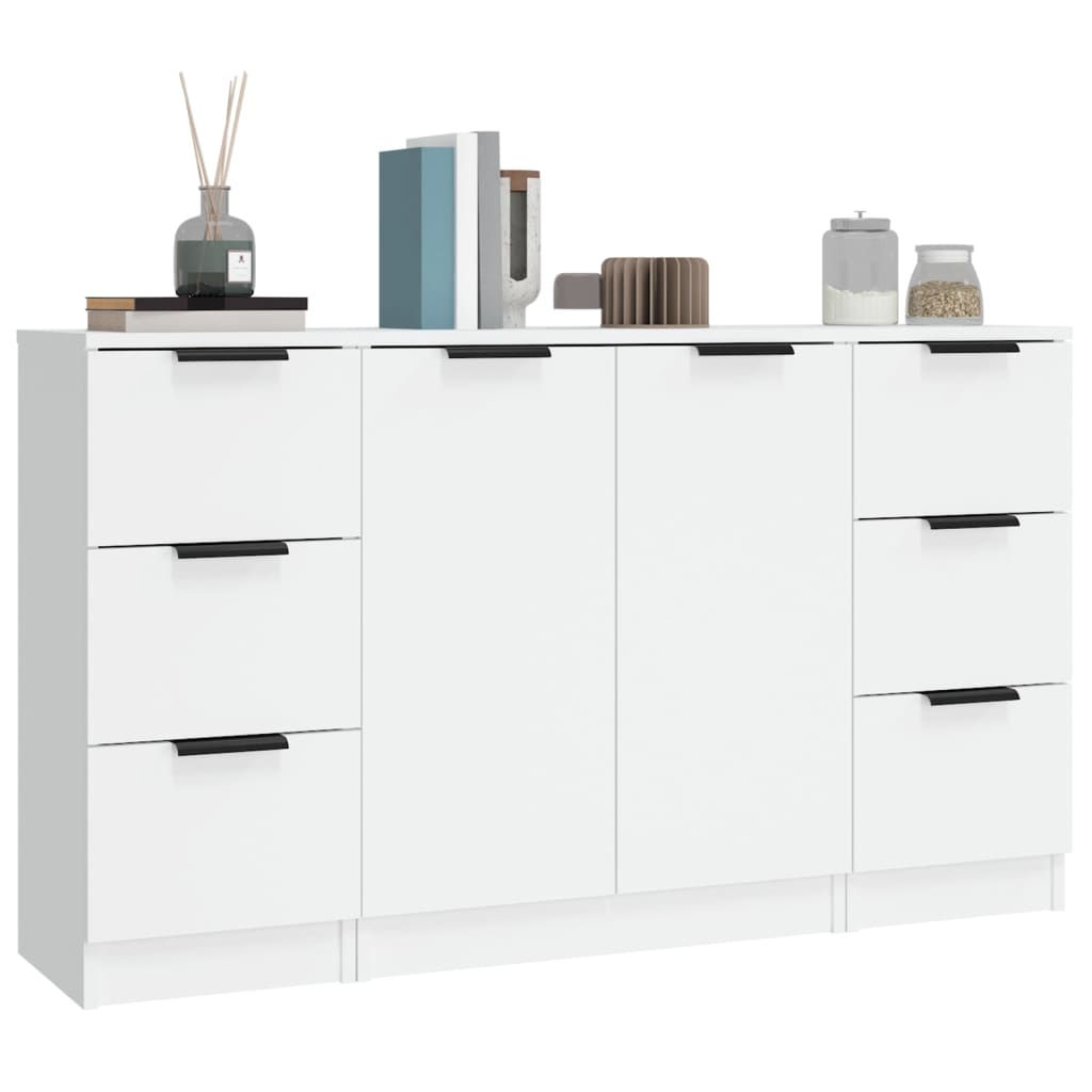 vidaXL Enfilades 3 pcs Blanc Bois d'ingénierie