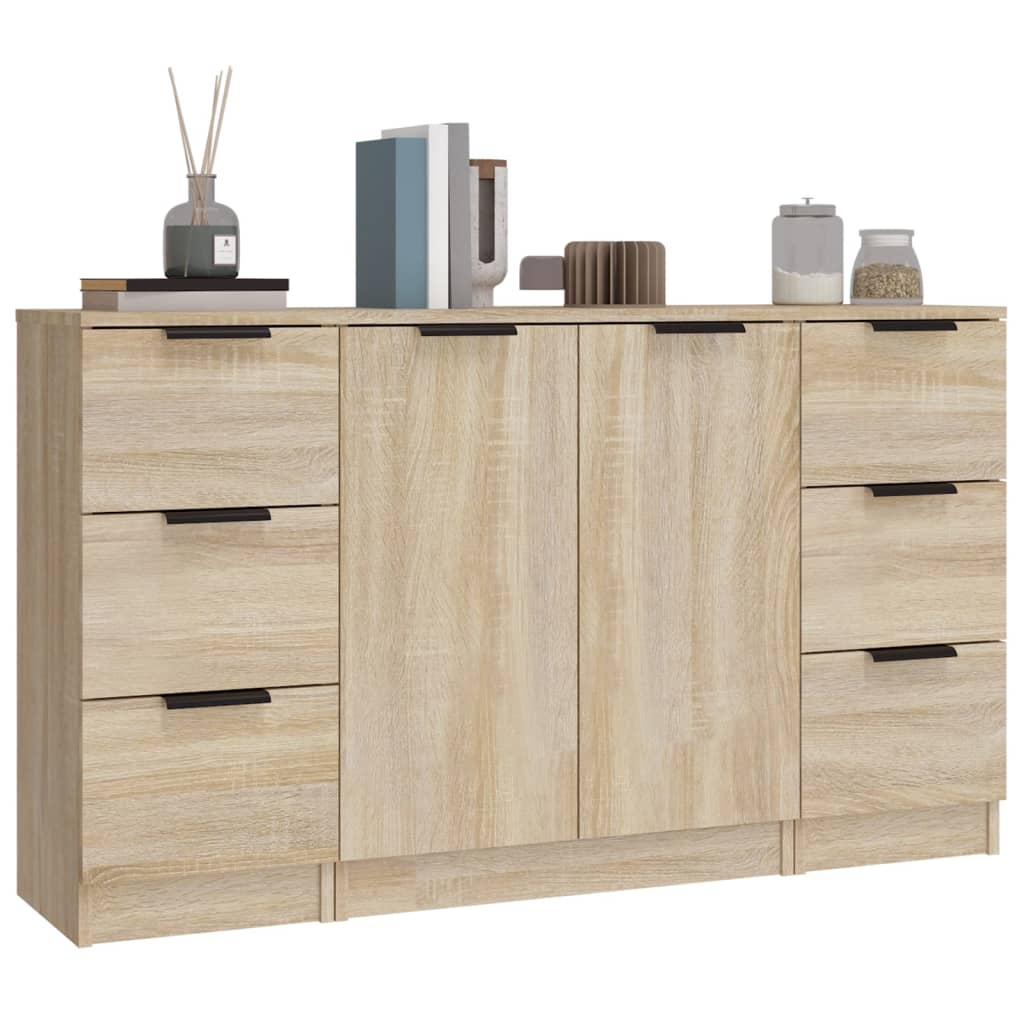 vidaXL Commodes 3 pcs. Aggloméré chêne sonoma