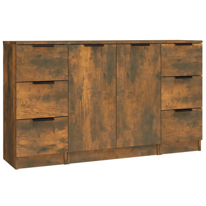 vidaXL Bahuts 3 pcs Chêne fumé en bois d'ingénierie