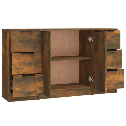 vidaXL Bahuts 3 pcs Chêne fumé en bois d'ingénierie