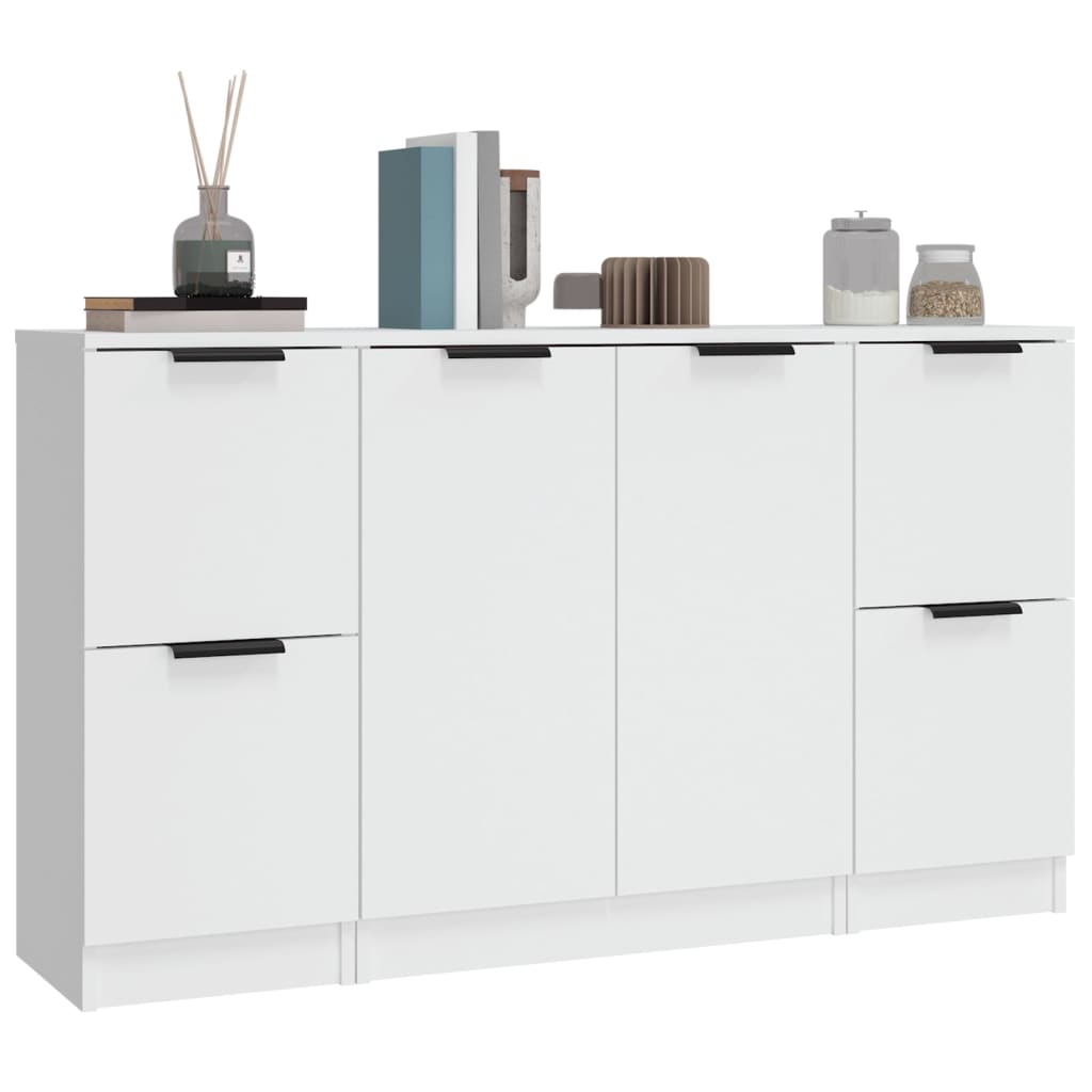vidaXL Enfilades 3 pcs Blanc Bois d'ingénierie