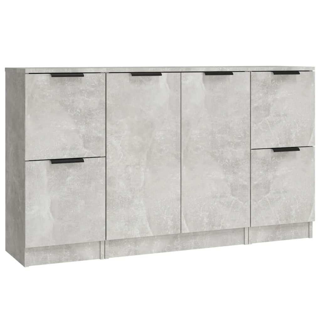 vidaXL Commodes 3 pcs. Gris béton Bois d'ingénierie