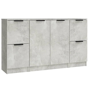vidaXL Commodes 3 pcs. Gris béton Bois d'ingénierie