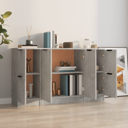 vidaXL Commodes 3 pcs. Gris béton Bois d'ingénierie