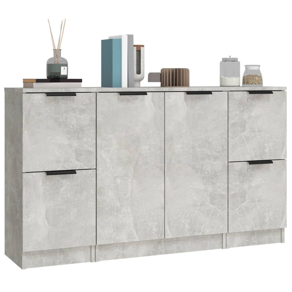 vidaXL Commodes 3 pcs. Gris béton Bois d'ingénierie