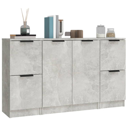 vidaXL Commodes 3 pcs. Gris béton Bois d'ingénierie