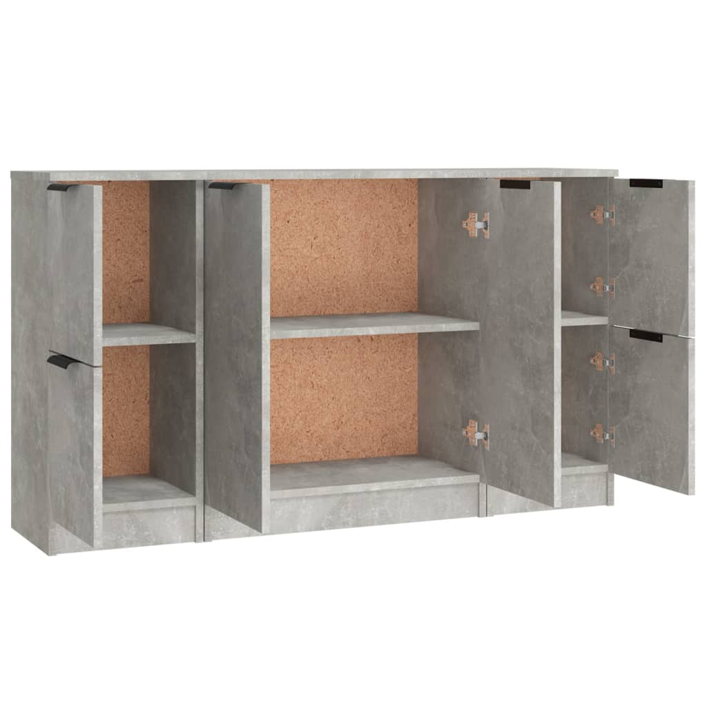 vidaXL Commodes 3 pcs. Gris béton Bois d'ingénierie