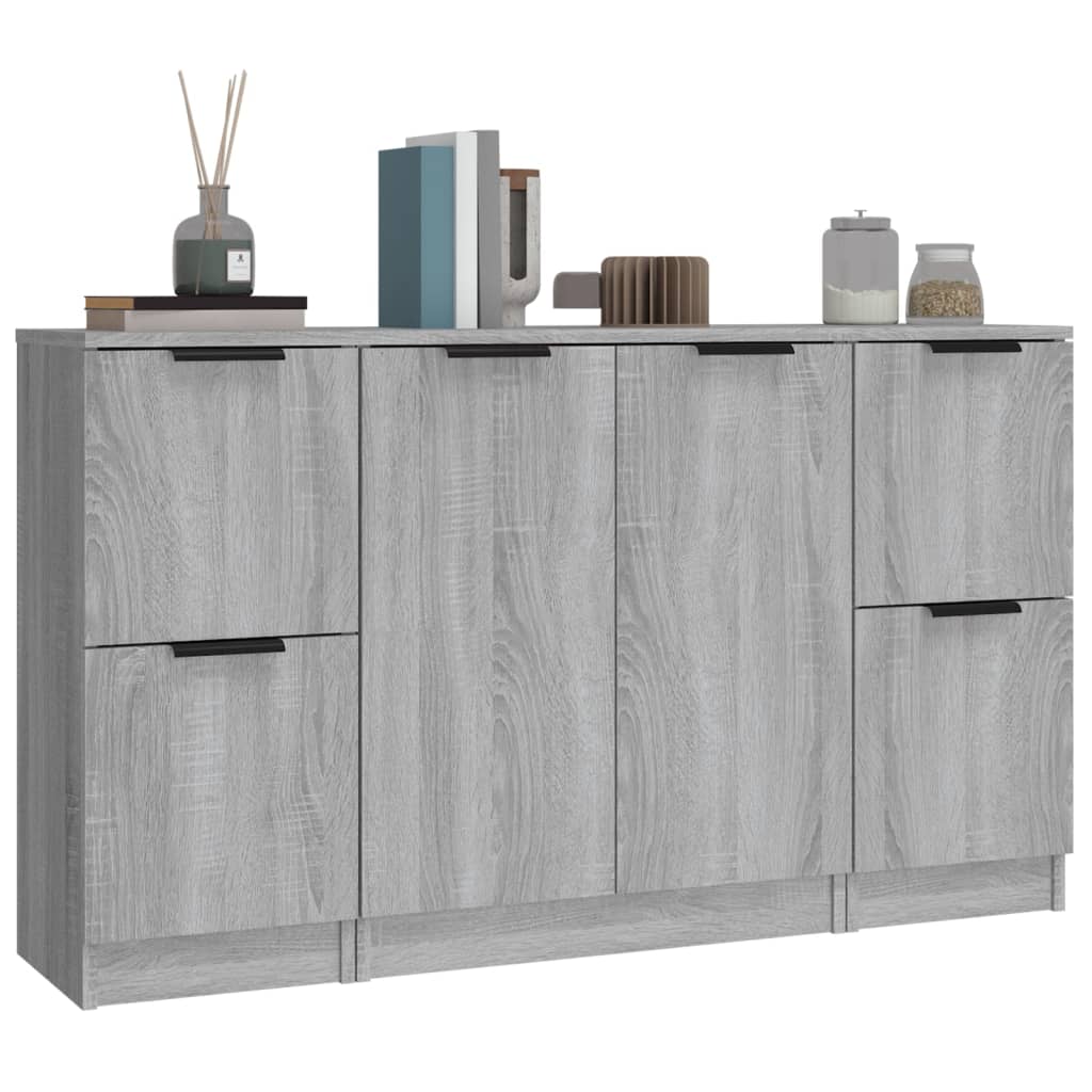 vidaXL Buffets 3 pcs. gris Sonoma bois d'ingénierie