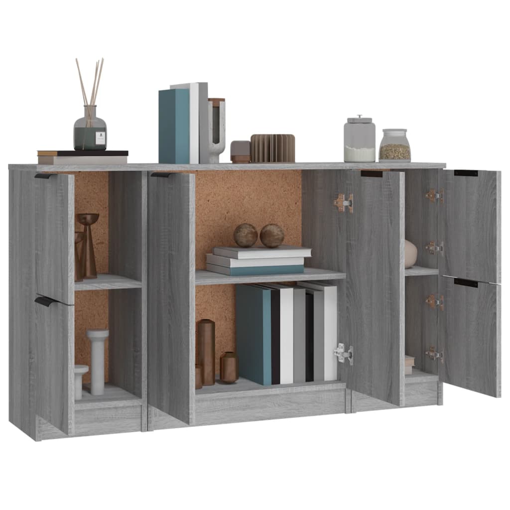 vidaXL Buffets 3 pcs. gris Sonoma bois d'ingénierie