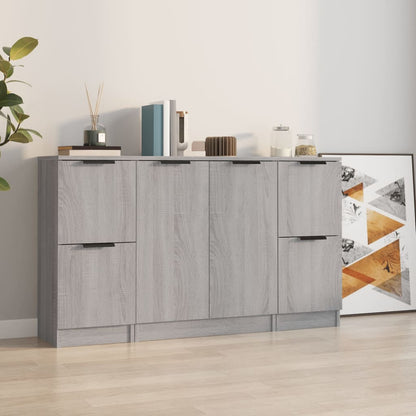 vidaXL Buffets 3 pcs. gris Sonoma bois d'ingénierie