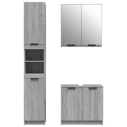 vidaXL 3-tlg. Badmöbel-Set Grau Sonoma Holzwerkstoff