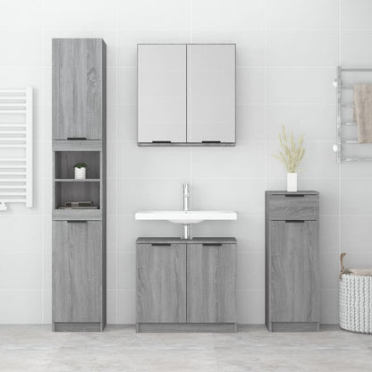 vidaXL 4-tlg. Badmöbel-Set Grau Sonoma Holzwerkstoff