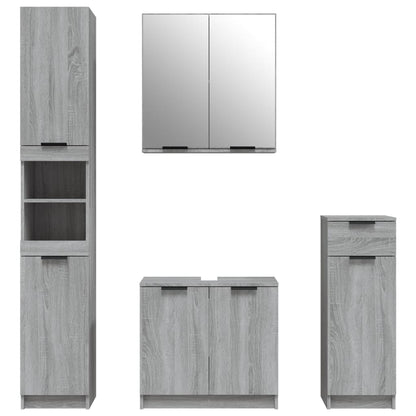 vidaXL 4-tlg. Badmöbel-Set Grau Sonoma Holzwerkstoff