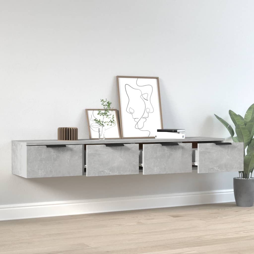 vidaXL Wandschränke 2 Stk. Betongrau 68x30x20 cm Holzwerkstoff