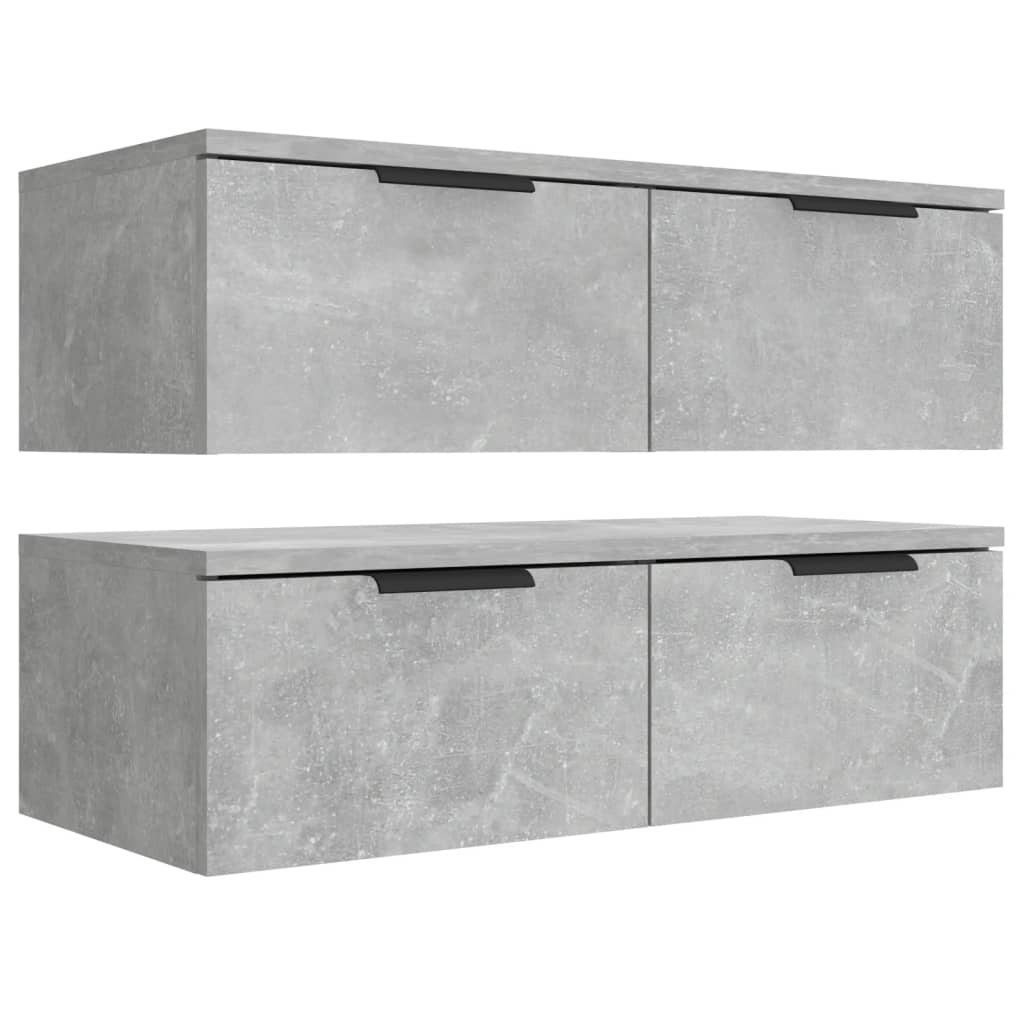 vidaXL Wandschränke 2 Stk. Betongrau 68x30x20 cm Holzwerkstoff