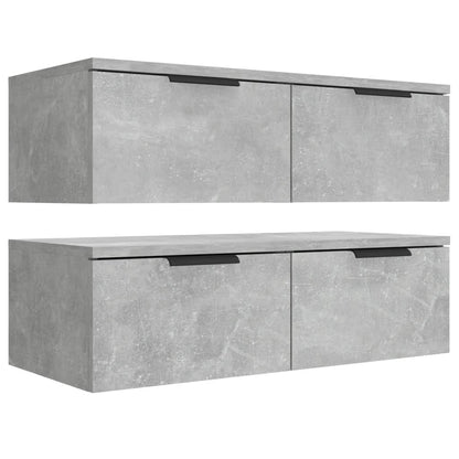 vidaXL Wandschränke 2 Stk. Betongrau 68x30x20 cm Holzwerkstoff