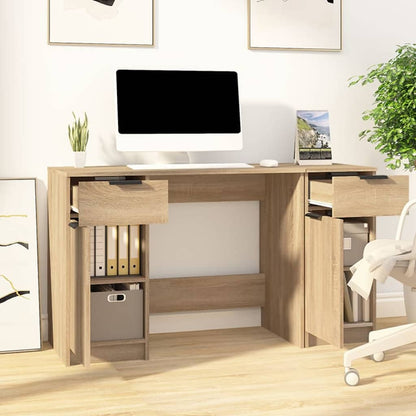 vidaXL Bureau avec meuble de rangement chêne sonoma aggloméré