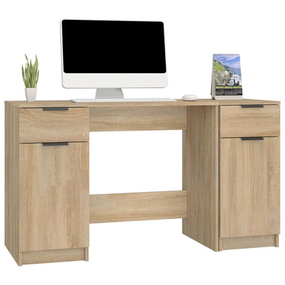 vidaXL Bureau avec meuble de rangement chêne sonoma aggloméré