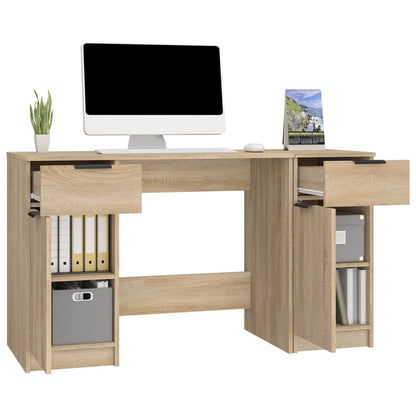 vidaXL Bureau avec meuble de rangement chêne sonoma aggloméré