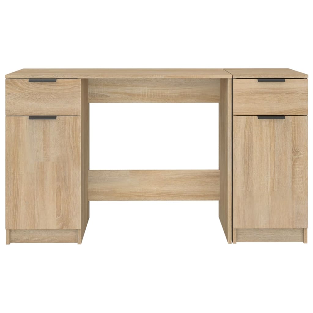 vidaXL Bureau avec meuble de rangement chêne sonoma aggloméré