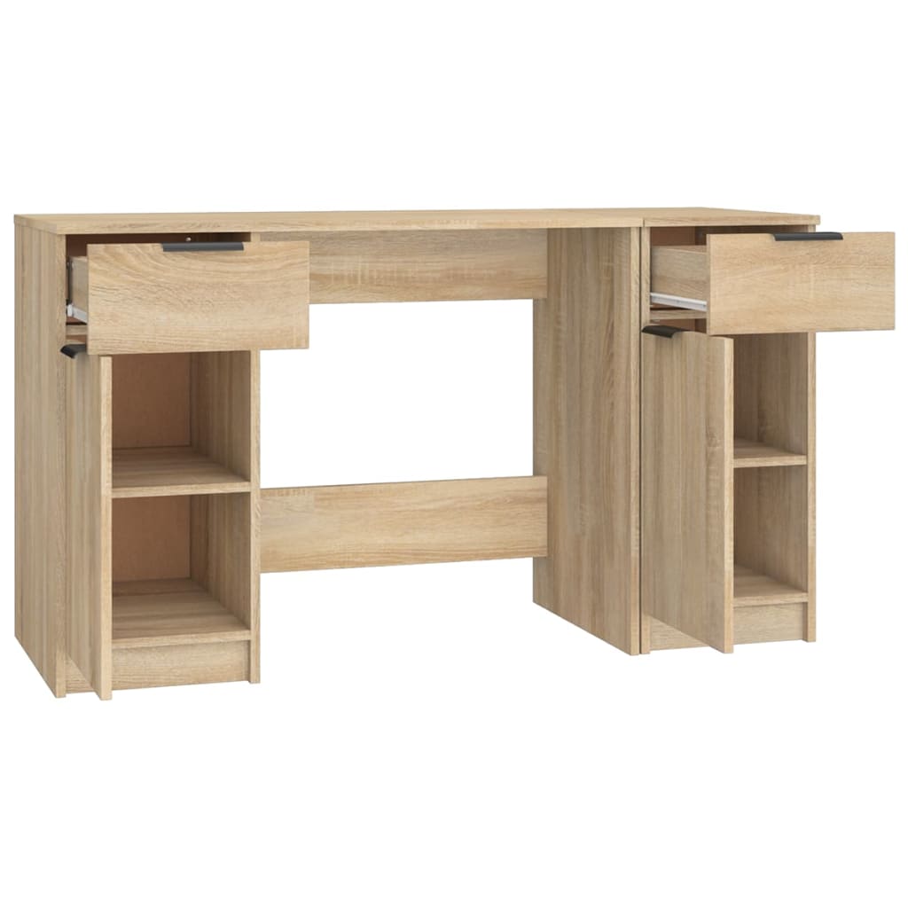 vidaXL Bureau avec meuble de rangement chêne sonoma aggloméré
