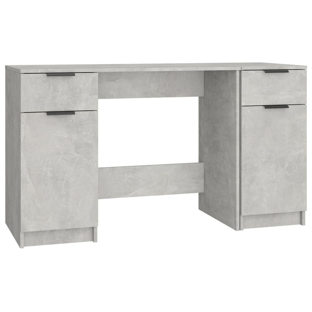 vidaXL Bureau avec meuble d'appoint gris béton en bois d'ingénierie