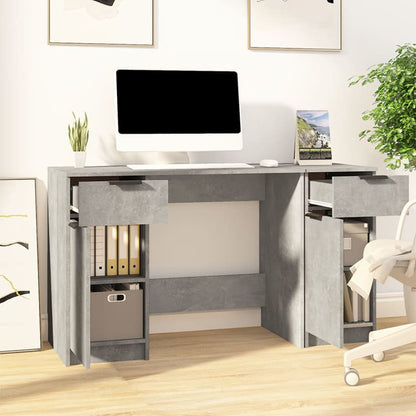 vidaXL Bureau avec meuble d'appoint gris béton en bois d'ingénierie