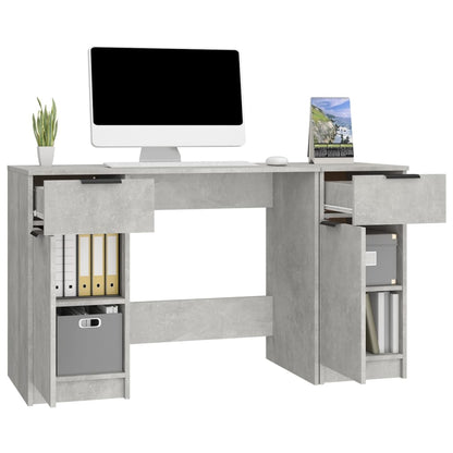 vidaXL Bureau avec meuble d'appoint gris béton en bois d'ingénierie