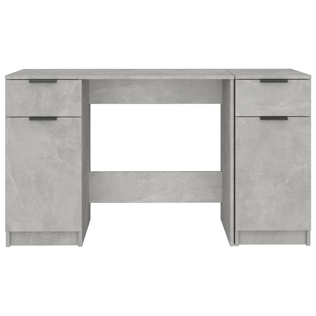 vidaXL Bureau avec meuble d'appoint gris béton en bois d'ingénierie
