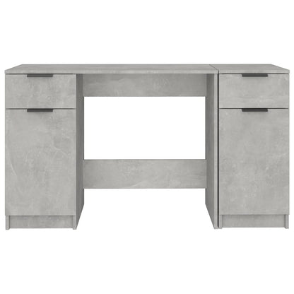 vidaXL Bureau avec meuble d'appoint gris béton en bois d'ingénierie