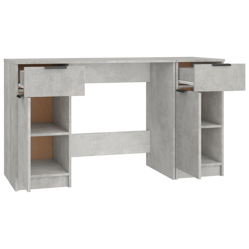 vidaXL Bureau avec meuble d'appoint gris béton en bois d'ingénierie