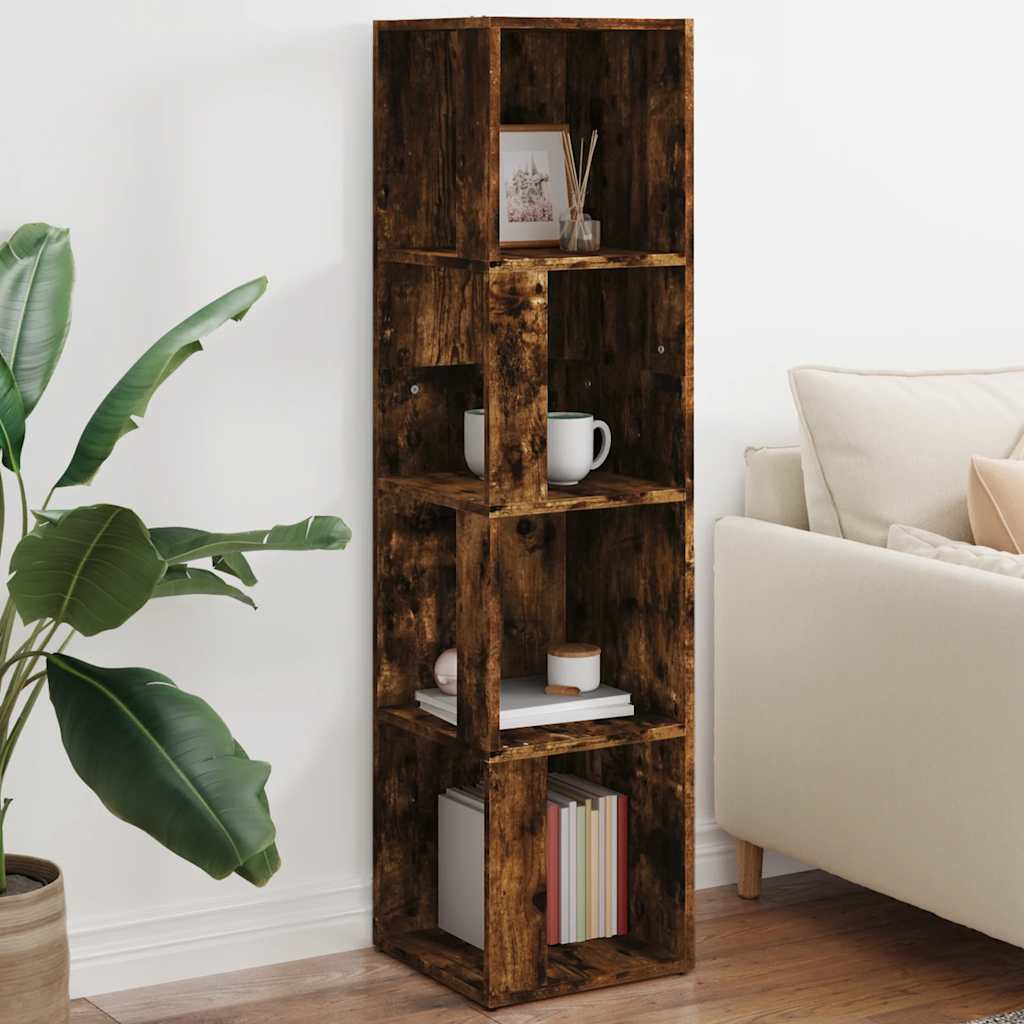 vidaXL Eckregal Räuchereiche 33x33x132 cm Holzwerkstoff
