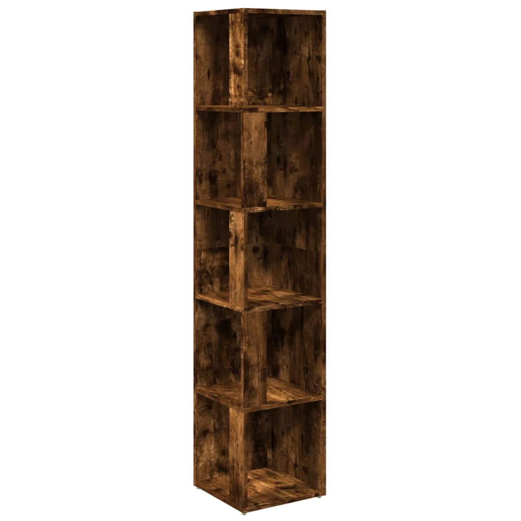 vidaXL Étagère d'angle chêne fumé 33x33x164,5 cm bois d'ingénierie