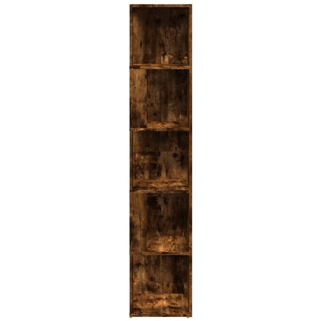 vidaXL Étagère d'angle chêne fumé 33x33x164,5 cm bois d'ingénierie