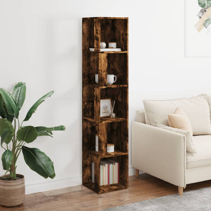 vidaXL Étagère d'angle chêne fumé 33x33x164,5 cm bois d'ingénierie