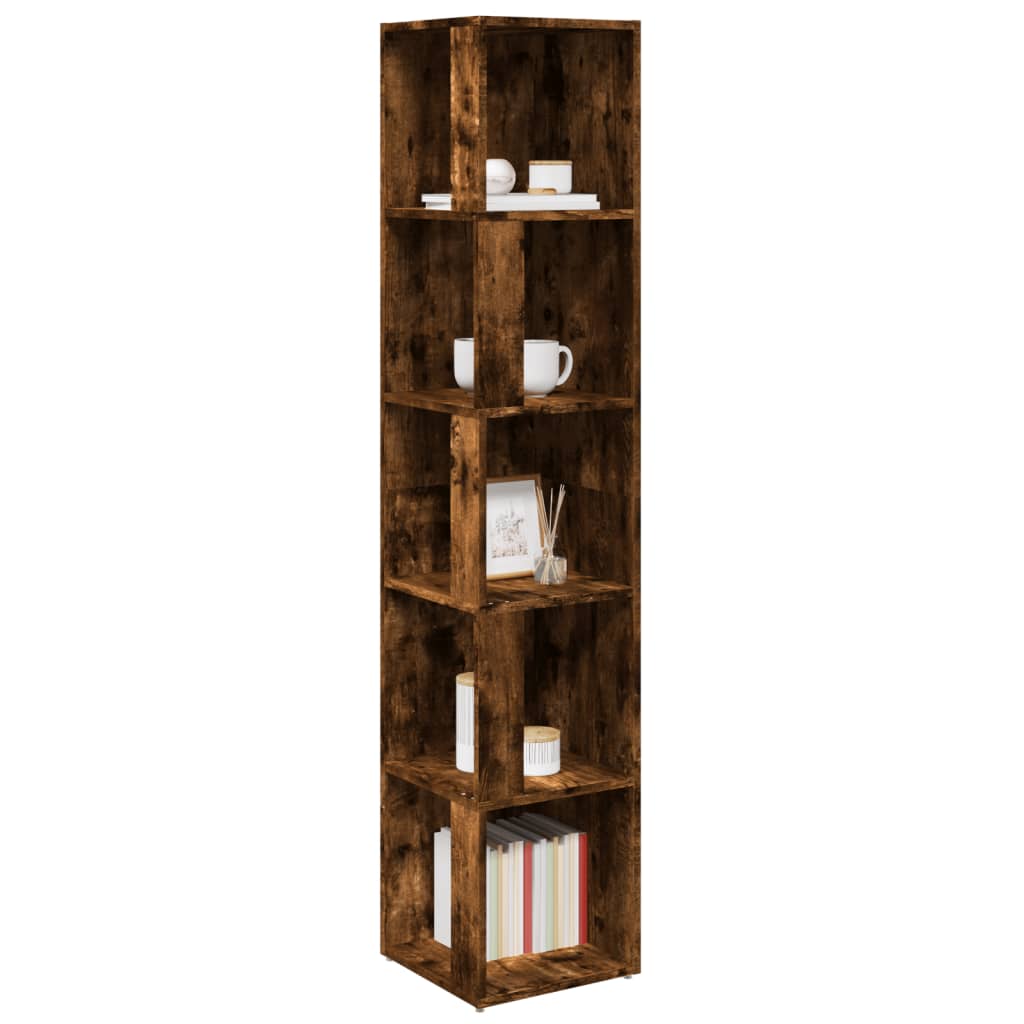 vidaXL Étagère d'angle chêne fumé 33x33x164,5 cm bois d'ingénierie