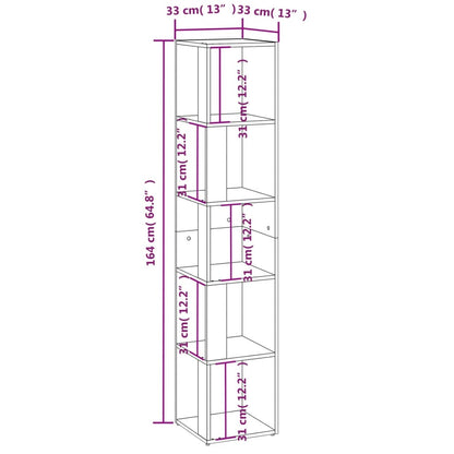 vidaXL Étagère d'angle chêne fumé 33x33x164,5 cm bois d'ingénierie