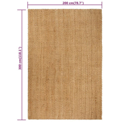 vidaXL Teppich Rechteckig Natur 200x300 cm Jute