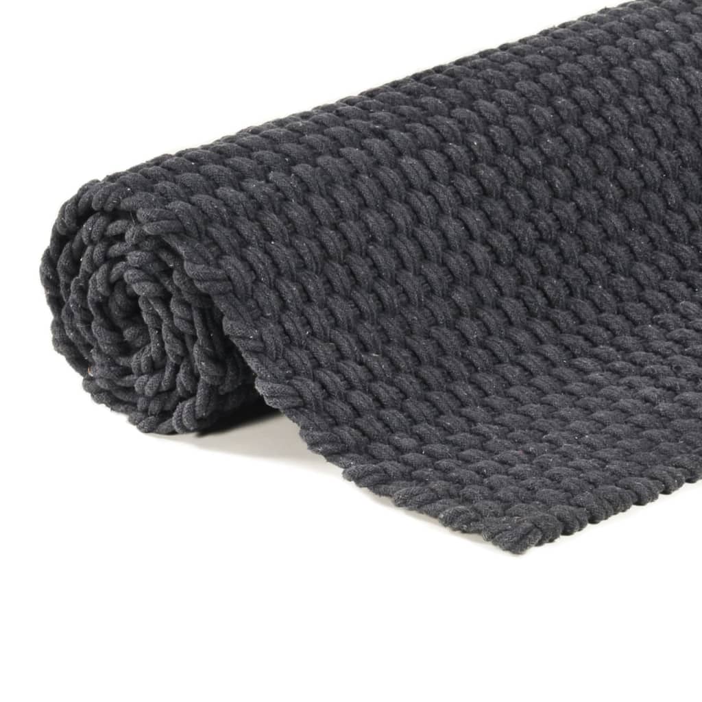 vidaXL Tapis rectangulaire anthracite 80x160 cm Coton